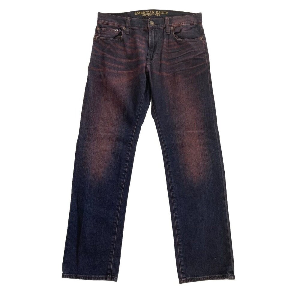 *American Eagle Slim Straight Mens Size 30 Blue Faded Distressed Casual Normcore